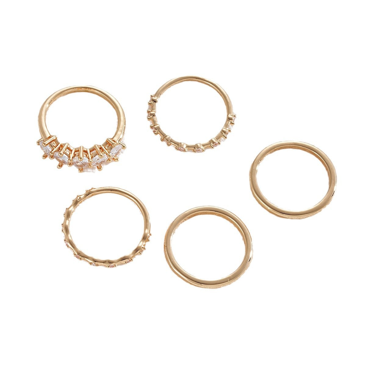 Set de 5 Anillos Apilables con Zirconias