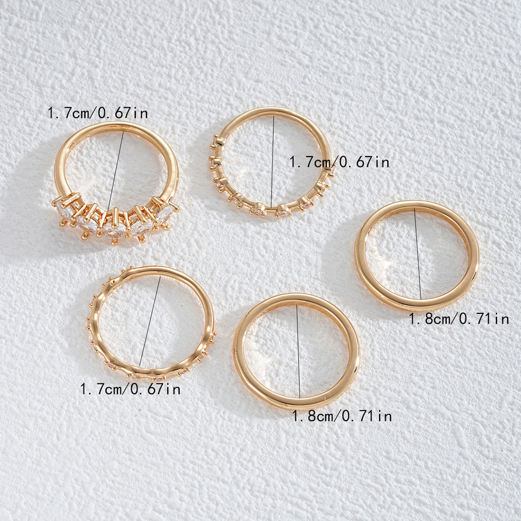 Set de 5 Anillos Apilables con Zirconias