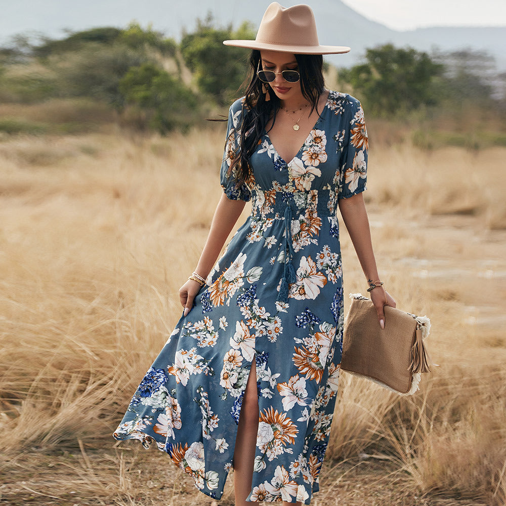 Vestido Toscana | Diseño Floral con Cintura Ajustable