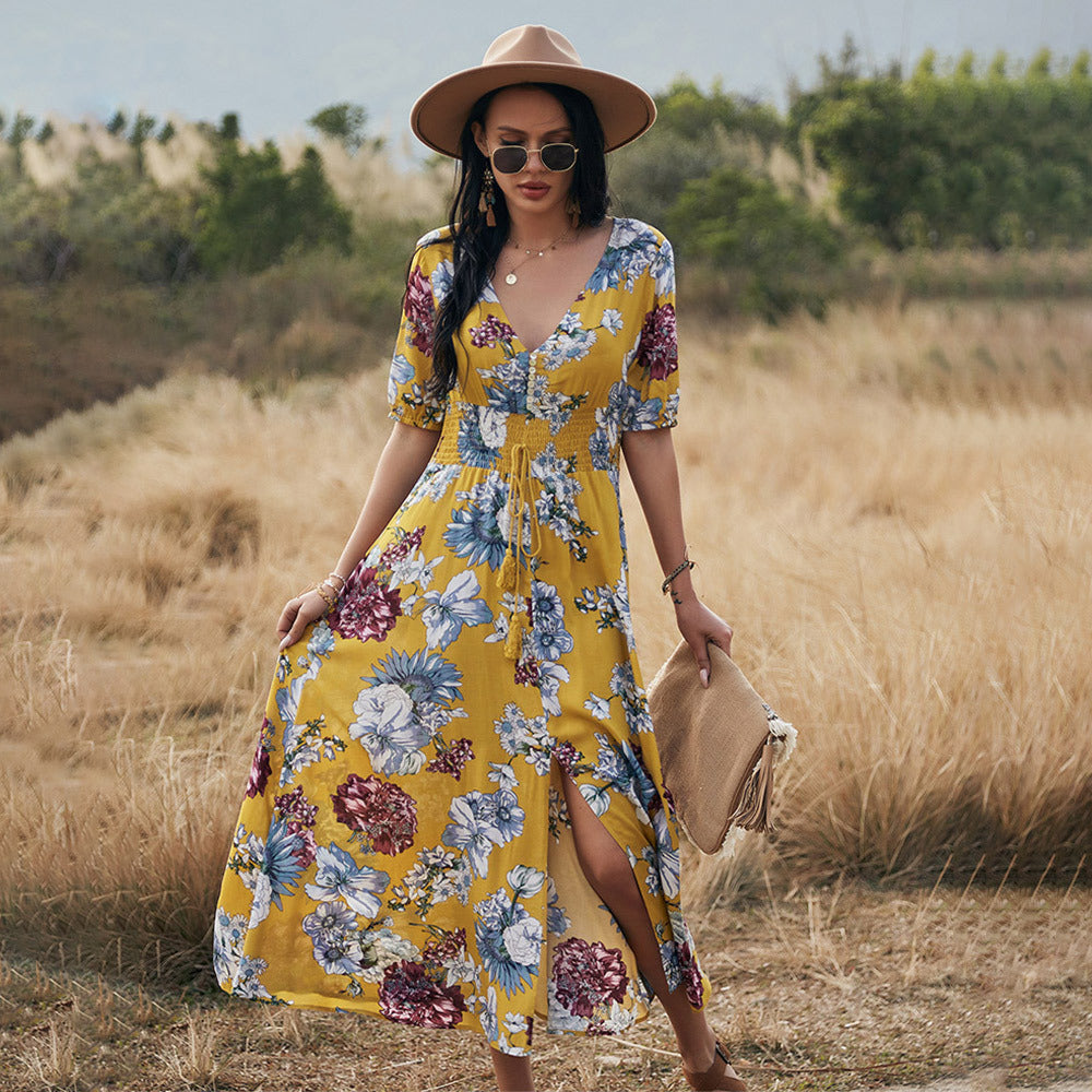 Vestido Toscana | Diseño Floral con Cintura Ajustable