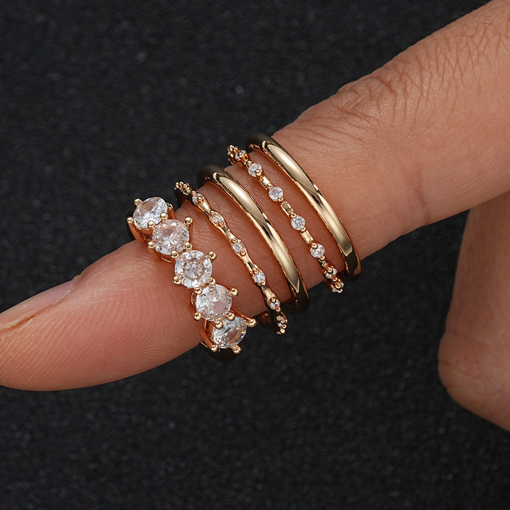 Set de 5 Anillos Apilables con Zirconias