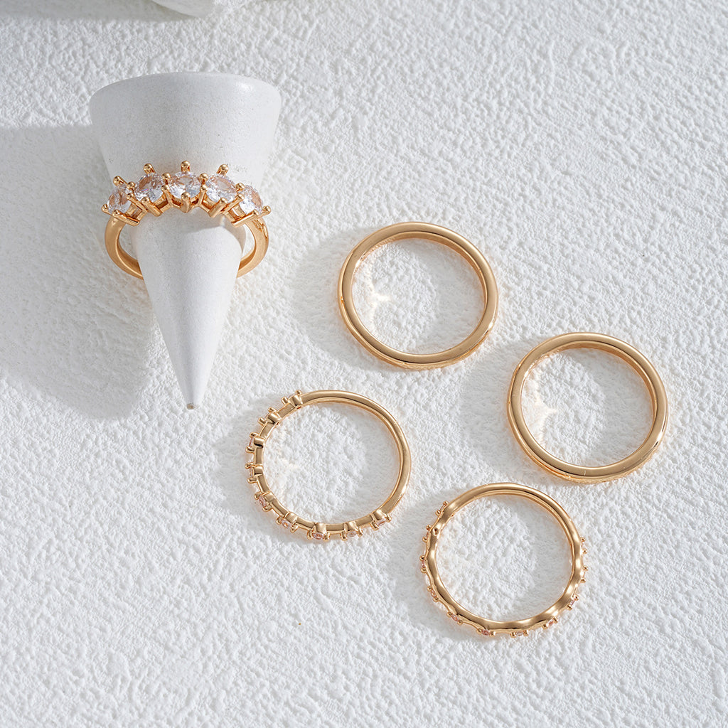 Set de 5 Anillos Apilables con Zirconias
