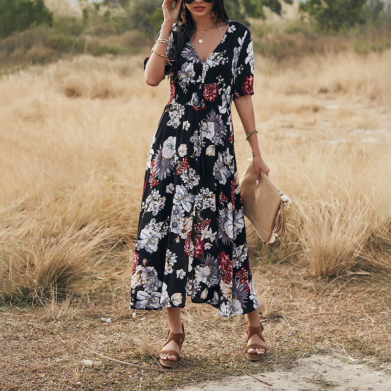Vestido Toscana | Diseño Floral con Cintura Ajustable