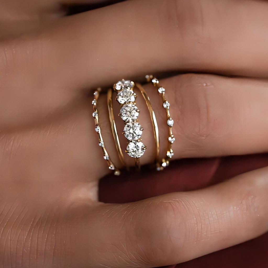 Set de 5 Anillos Apilables con Zirconias