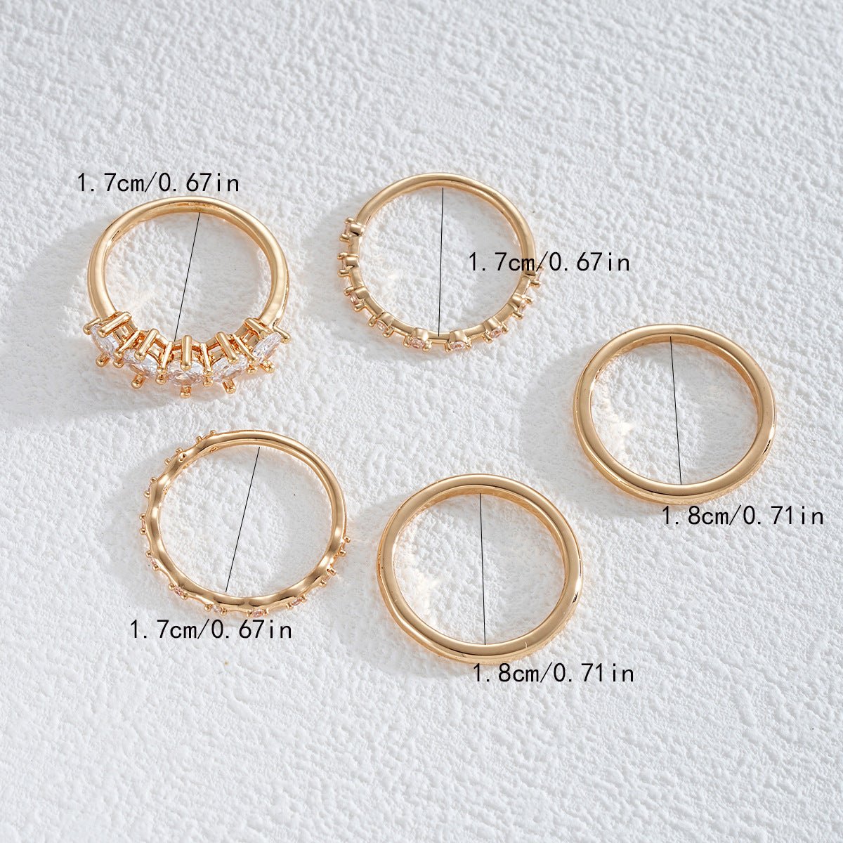 Set de 5 Anillos Apilables con Zirconias - Melvanni